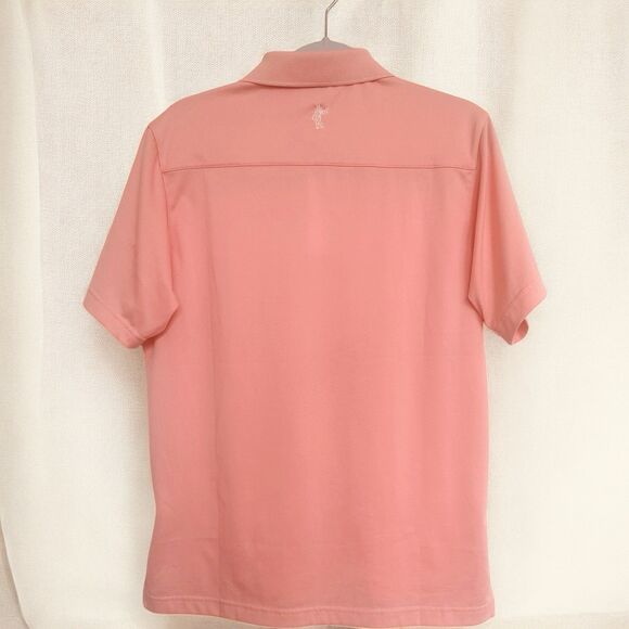Ashworth Shirt Mens Preppy L Polo Golf Salmon Pink Stripes Comfort Cool Tech - Picture 7 of 10